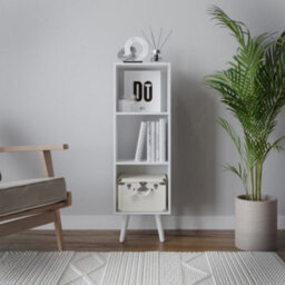 Urbn-Living Urbnliving 80Cm Height 3 Tier White Wooden Storage Cube Bookcase Scandinavian Style White Legs - thumbnail 2