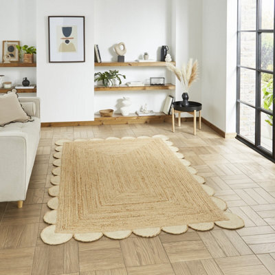 Natural Bordered 2mm Thick Rug, Stain-Resistant Modern Handmade Rug For Bedroom, Living, & Dining Room-160Cm X 230Cm - image 1