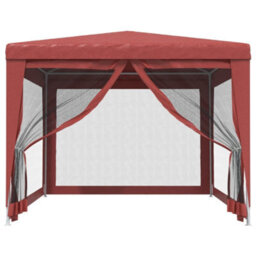 Berkfield Party Tent With 4 Mesh Sidewalls Red 3X4 M Hdpe - thumbnail 3