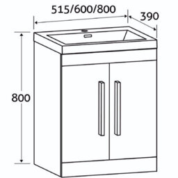 Plum&clay Novela Gloss White Floor Standing Vanity Unit With Ceramic Basin Bathroom Furniture (W)515mm - thumbnail 3