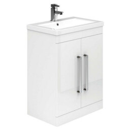 Plum&clay Novela Gloss White Floor Standing Vanity Unit With Ceramic Basin Bathroom Furniture (W)515mm