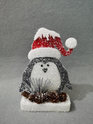 Shatchi 20Ccm Red Penguin Christmas Tabletop Figures Window  Glitter Foam Showpiece Decorations - image 1