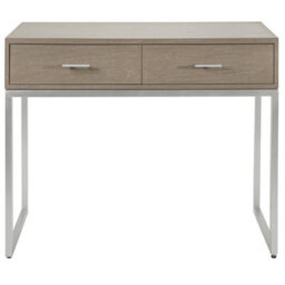 Pacific Lifestyle Grey Wash Mango Wood Dressing Table With 2 Drawers And Silver Metal Frame 100Cm, Ambroso - thumbnail 5