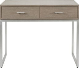 Pacific Lifestyle Grey Wash Mango Wood Dressing Table With 2 Drawers And Silver Metal Frame 100Cm, Ambroso - thumbnail 2