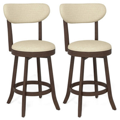 64Cm Counter Height Chairs Set Of 2 Swivel High Stool Brown - image 1