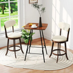 64Cm Counter Height Chairs Set Of 2 Swivel High Stool Brown - thumbnail 4