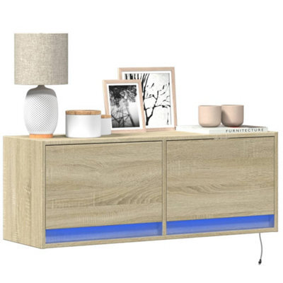 Berkfield Tv Wall Cabinet With Led Lights Sonoma Oak 100X31X35 Cm - image 1