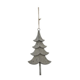 Hill Interiors Metal Tree Christmas Hanging Decoration Grey (23Cm X 2Cm X 11Cm)