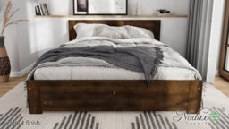 Nodax King Bed Frame, F11, Solid Pine Wood, Easy Assembly, Sturdy Slats & Extra Support Legs, 5Ft, Walnut Finish