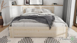 Nodax King Bed Frame, F11, Solid Pine Wood, Easy Assembly, Sturdy Slats & Extra Support Legs, 5Ft, Walnut Finish - thumbnail 4