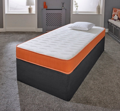 eXtreme Comfort Ltd Cooltouch Colours White Wave Hybrid Memory Foam & Pinna-Coil Innerspring Mattress With Orange Border 3Ft Single - image 1