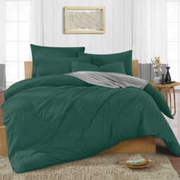 Ameha Plain 3-Piece Duvet Emerald Green Quilt Cover Breathable Microfiber Reversible Double Set With Pillowcase 200 X 200 Cm - thumbnail 1
