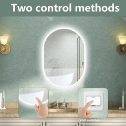 AVER-GROWTH Oval Led Bathroom Mirror With Lights 3 Colour Demister Anti-Fog Touch/wall Switch Vertical/horizontal Illuminated Mirror 500X700mm - thumbnail 6