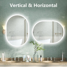 AVER-GROWTH Oval Led Bathroom Mirror With Lights 3 Colour Demister Anti-Fog Touch/wall Switch Vertical/horizontal Illuminated Mirror 500X700mm - thumbnail 5