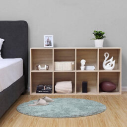 Songmics Bookcase, Wooden Bookshelf With 8 Compartments, Floor Standing Storage Unit, Oak Colour - thumbnail 3