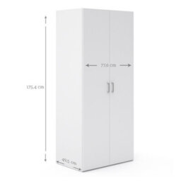 Furniture To Go Space Wardrobe With 2 Doors White 1750 (W) 77.6 X  (H) 175.4 X  (D) 49.4Cm - thumbnail 9