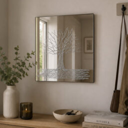 Mirroroutlet Handcrafted Glitter Resin Tree Mirror - thumbnail 1