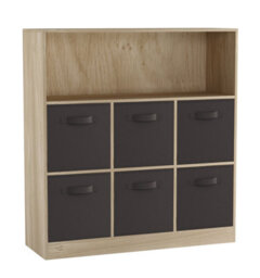 Urbn-Living Oak, Black - Wide 7-Cube Bookcase With Drawers - thumbnail 1