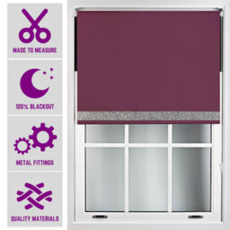 Furnished Blackout Blind With Silver Glitter Accent And Metal Fittings Made To Measure - Aubergine (W)180Cm X (L)165Cm - thumbnail 1