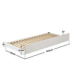 Flair Ari Upholstered Single Bed With Trundle Beige Boucle - thumbnail 8