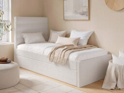 Flair Ari Upholstered Single Bed With Trundle Beige Boucle - thumbnail 1
