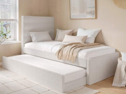 Flair Ari Upholstered Single Bed With Trundle Beige Boucle - thumbnail 2