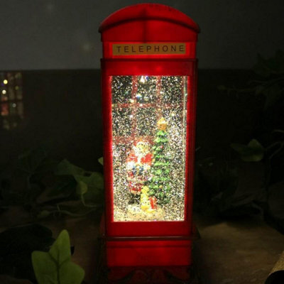 Christmas Snow Globes Red Phone Box Light Up Globe - Large Durable Christmas Lantern - image 1