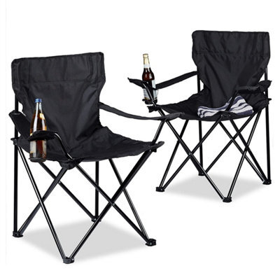 Black-Set Of 2 Folding Camping Chair Portable Patio Garden Fishing Outdoor Beach Seat - image 1