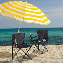 Black-Set Of 2 Folding Camping Chair Portable Patio Garden Fishing Outdoor Beach Seat - thumbnail 3