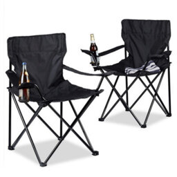 Black-Set Of 2 Folding Camping Chair Portable Patio Garden Fishing Outdoor Beach Seat - thumbnail 1