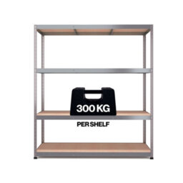 Rb Boss Garage Shelving Unit 4 Shelf Mdf Galvanised Steel (H)1800mm (W)1600mm (D)600mm - thumbnail 3