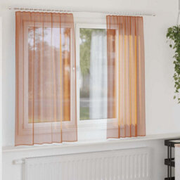 Berkfield Durable Voile Curtains With Rod Pockets 2 Pcs Terracotta - thumbnail 2
