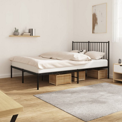 Berkfield Metal Bed Frame With Headboard Black 140X190 Cm - image 1