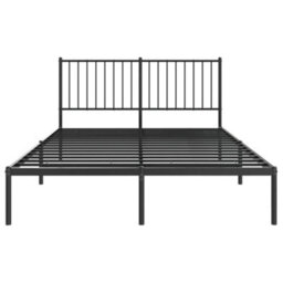 Berkfield Metal Bed Frame With Headboard Black 140X190 Cm - thumbnail 5