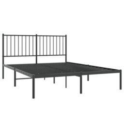 Berkfield Metal Bed Frame With Headboard Black 140X190 Cm - thumbnail 4