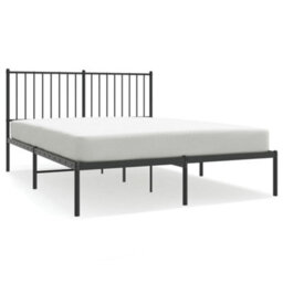 Berkfield Metal Bed Frame With Headboard Black 140X190 Cm - thumbnail 2