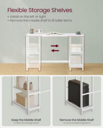 Songmics Computer Desk, Writing Desk With 2 Shelves On Left Or Right, Work Table, Steel Frame, Modern, Maple White - thumbnail 3
