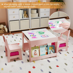 Gainoom Kids Table & Chairs Set 4 In 1 Toddler Activity Table Playroom-Pink - thumbnail 9