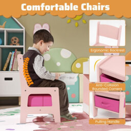 Gainoom Kids Table & Chairs Set 4 In 1 Toddler Activity Table Playroom-Pink - thumbnail 7