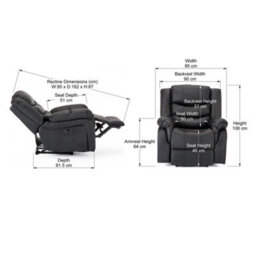 More4Homes Seattle Electric Automatic Recliner Armchair Sofa Home Lounge Bonded Leather Chair (Black) - thumbnail 9