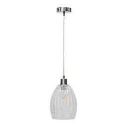 First Choice Lighting Set Of 2 Birch - Clear Fluted Glass With Chrome Pendant Fittings - thumbnail 2