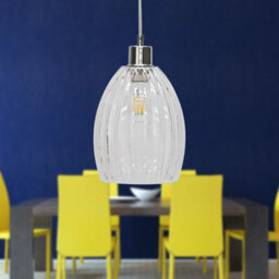 First Choice Lighting Set Of 2 Birch - Clear Fluted Glass With Chrome Pendant Fittings - thumbnail 4