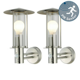 First Choice Lighting Set Of 2 Treviso - Stainless Steel Pir Sensor Outdoor Security Lights - thumbnail 1