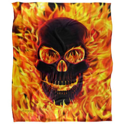 Royce Mcclure Silky Flaming Skull Supersoft Blanket Multicoloured (152Cm X 127Cm) - image 1