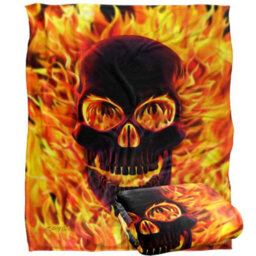 Royce Mcclure Silky Flaming Skull Supersoft Blanket Multicoloured (152Cm X 127Cm) - thumbnail 2