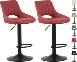 MCC Direct Set Of 2 Height Adjustable Kitchen Bar Stools Breakfast Chairs With Footrest Red Stacey