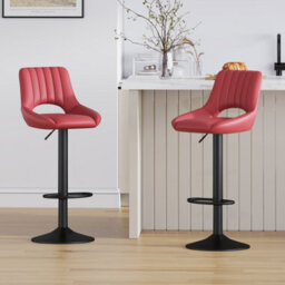 MCC Direct Set Of 2 Height Adjustable Kitchen Bar Stools Breakfast Chairs With Footrest Red Stacey - thumbnail 5
