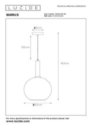Lucide Marius Modern Pendant Light 30Cm - 1Xe27 - Black - thumbnail 4