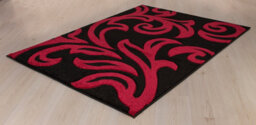 Smart Living Modern Thick Soft Carved Area Rug, Living Room Carpet, Kitchen Floor, Bedroom Soft Rugs 60Cm X 110Cm - Black Red - thumbnail 2