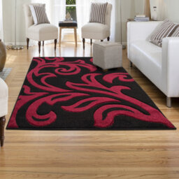 Smart Living Modern Thick Soft Carved Area Rug, Living Room Carpet, Kitchen Floor, Bedroom Soft Rugs 60Cm X 110Cm - Black Red - thumbnail 1